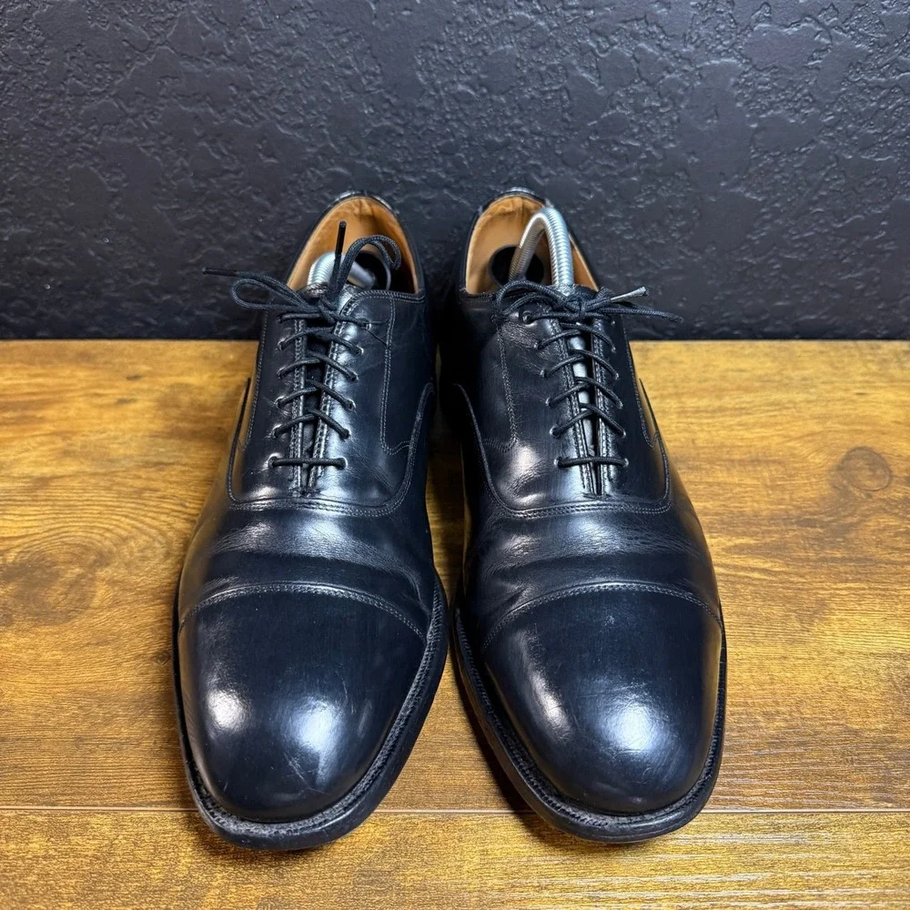 Johnston‎ & Murphy Optima Black Leather Cap Toe Oxford Dress Shoes Mens 10.5 D